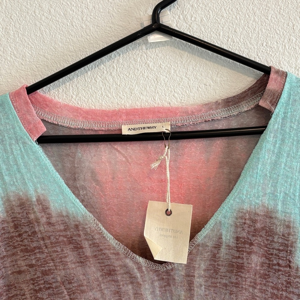 AndTheWhy Women’s Multicolor Tie-Dye Short Sleeve Top Size Large - Picture 4 of 7